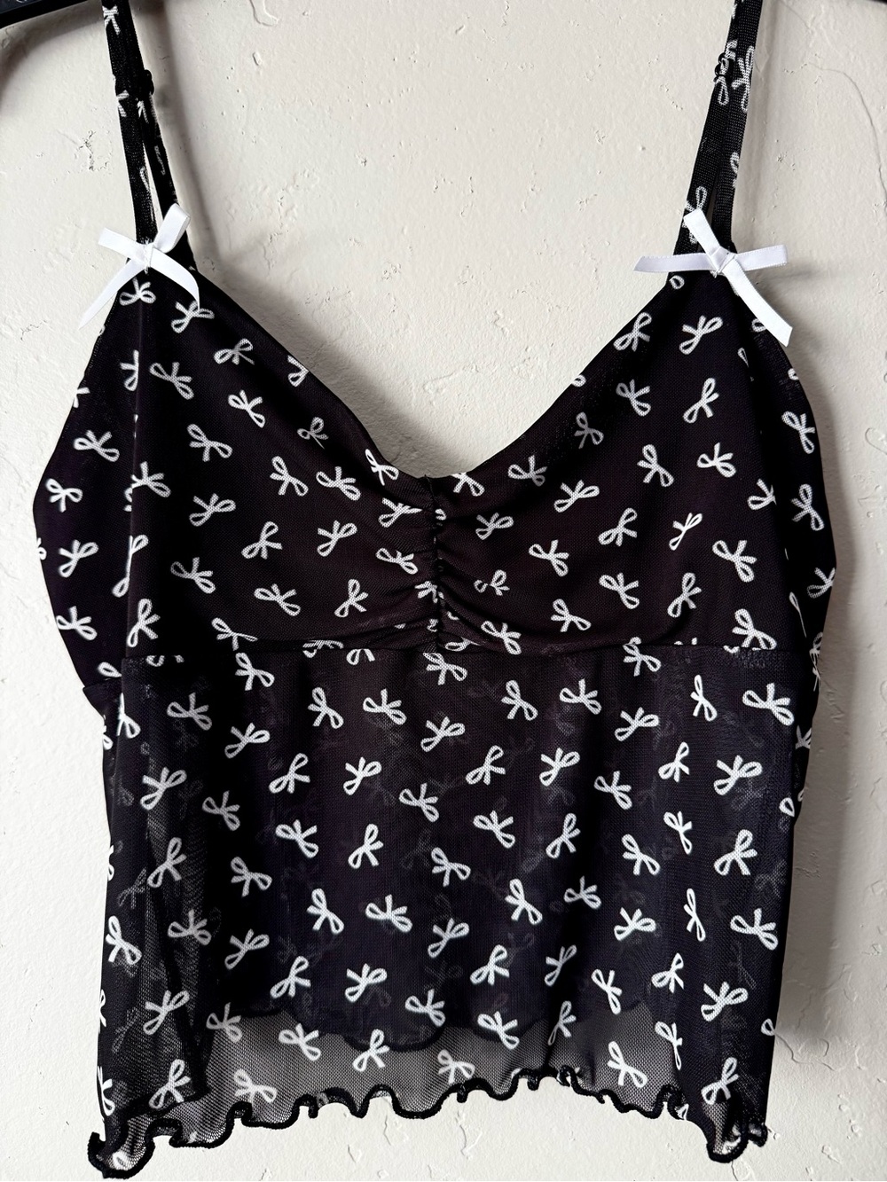 Black Bow-Print Mesh Cami Top - Full Tilt